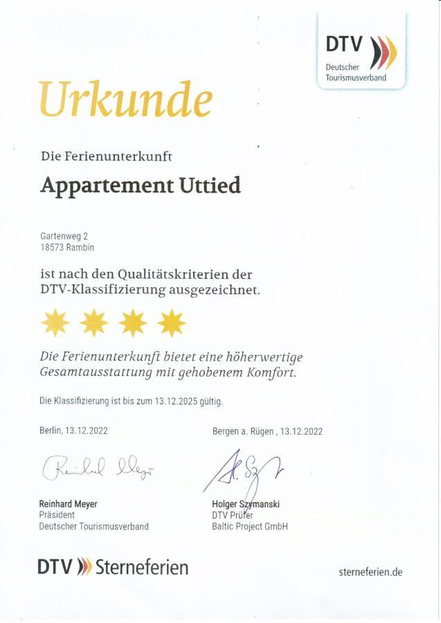 Appartement Uttied Mit Terrasse Und Garten - 4 Sterne Dtv Rambin Exterior foto